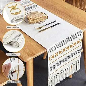 Elegant Crochet Lace Table Runner with Tassels for Dining