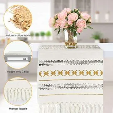 Elegant Crochet Lace Table Runner with Tassels for Dining