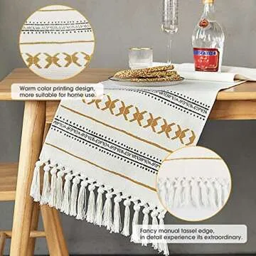 Elegant Crochet Lace Table Runner with Tassels for Dining