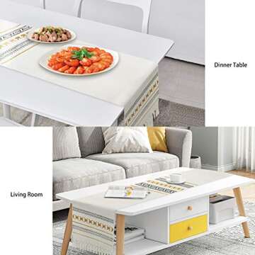 Table Runner 14 x 72inch Long, Crochet Lace Table Runner with Tassels for Home Dining Farmhouse Table Linen Table Décor