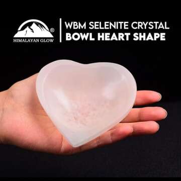 Himalayan Glow Natural Selenite Bowl Heart Shape Selenite Crystal - 10 cm for Reiki Healing Meditati...