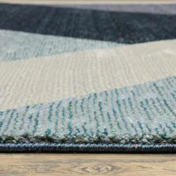 Style Haven Stephan Modern Art-Deco Inspired Blue Area Rug 5'3" X 7'3" 5' x 8' Indoor Bedroom Rectangle