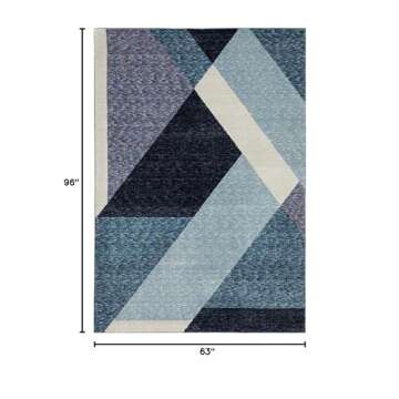Style Haven Stephan Modern Art-Deco Inspired Blue Area Rug 5'3" X 7'3" 5' x 8' Indoor Bedroom Rectangle