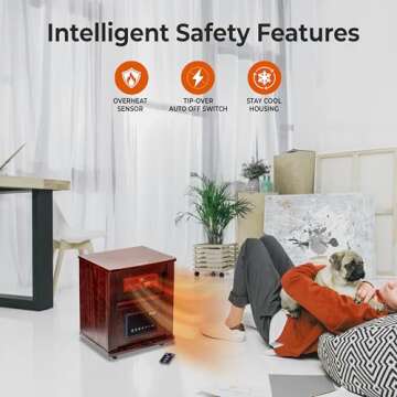 Comfort Zone 1500W Infrared Quartz Space Heater with Remote