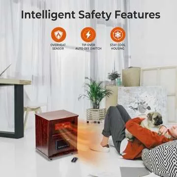 Comfort Zone 1500W Infrared Quartz Space Heater with Remote