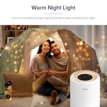 LEVOIT Air Purifiers for Home Allergies and Pets Hair, Filter for Allergies, Quiet Filtration System in Bedroom, Removes Wildfire Smoke Odor Dust Mold, Night Light & Timer, Vista 200 , White