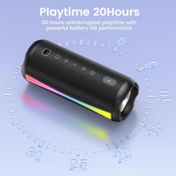 dotn Portable Bluetooth Speaker with RGB Lights and 20 Hour Playtime