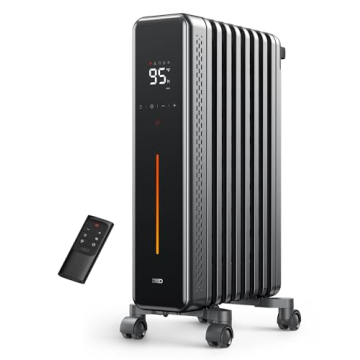 Dreo Radiator Heater, 1500W Portable Space Oil Filled with Remote Control, 4 Modes, Overheat & Tip-O...