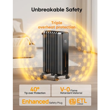 Dreo 1500W Radiator Heater with Remote & Safety Features