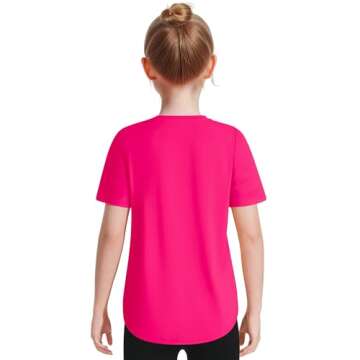 JOCMIC Girls Quick Dry Athletic Shirt UPF 50+ for Kids