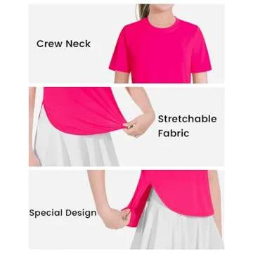 JOCMIC Girls Quick Dry Athletic Shirt UPF 50+ for Kids