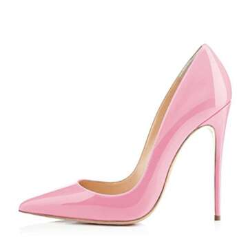 FSJ Women Formal Pointed Toe Pumps High Heel Stilettos Sexy Slip On Dress Shoes Size 9.5 Pink