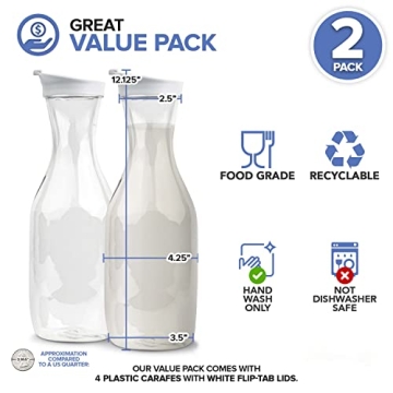 Plastic Juice Carafe Set for Smoothies and Beverages