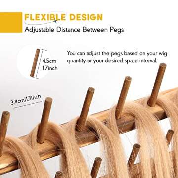 Winartton Braiding Hair Rack Set, Wooden Hair Stand Rack with Braiding Tools, Foldable Hair Holder for Braiding Hair, Time Saving Hair Extension Hair Divider Hanger Rack for Stylists (72 Pegs)