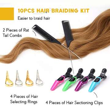 Winartton Braiding Hair Rack Set, Wooden Hair Stand Rack with Braiding Tools, Foldable Hair Holder for Braiding Hair, Time Saving Hair Extension Hair Divider Hanger Rack for Stylists (72 Pegs)