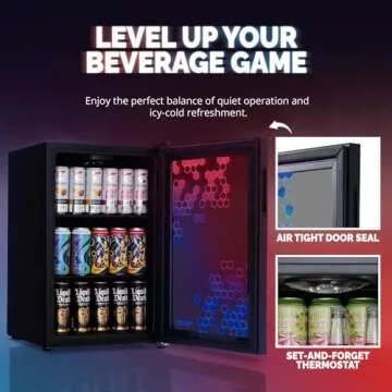 NewAir Mini Fridge with RGB LED Lights - Perfect for Parties