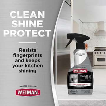 Weiman Stainless Steel Cleaner and Polish - Protects Appliances from Fingerprints, Leaves a Streak-Free Shine for Refrigerator, Dishwasher, Oven, Grill, 2 Pack With Microfiber Cloth