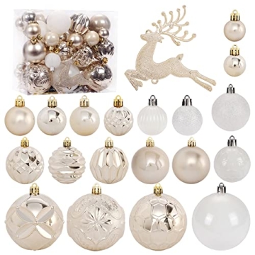 50-count Champagne and White Christmas Ornament Set