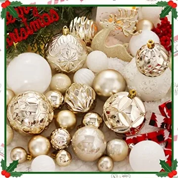50-count Champagne and White Christmas Ornament Set
