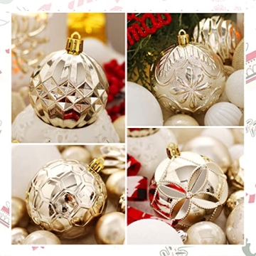 50-count Champagne and White Christmas Ornament Set