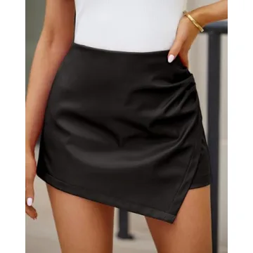 Luvamia High-Waisted Faux Leather Skort for Women