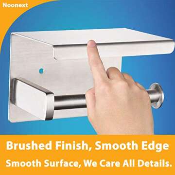 Adhesive Toilet Paper Holder with Shelf for Mega Rolls