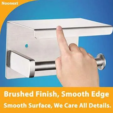 Adhesive Toilet Paper Holder with Shelf for Mega Rolls