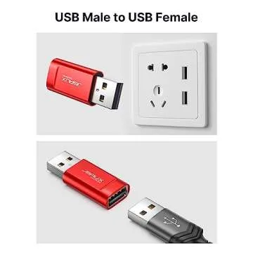 JSAUX USB Data Blocker, (4-Pack) USB-A Defender Only for Quick Charge, Protect Against Juice Jacking, Refuse Hacking Provide Safe Charging- Red