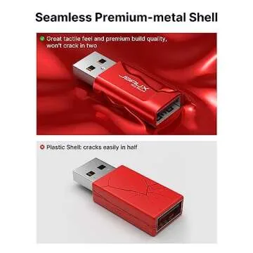 JSAUX USB Data Blocker, (4-Pack) USB-A Defender Only for Quick Charge, Protect Against Juice Jacking, Refuse Hacking Provide Safe Charging- Red