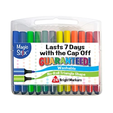 The Pencil Grip Magic Tri Stix - Non-Toxic, Washable, and Ergonomic 24 Assorted Markers