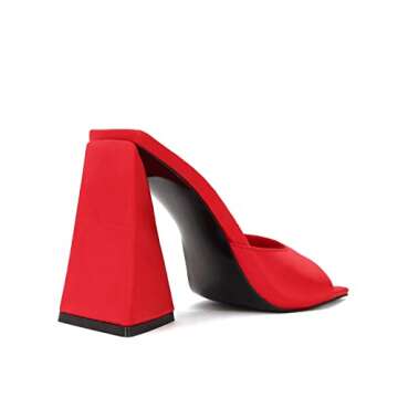 keleimusi Women's Trendy Square Toe Block Heel Dress Mules with Wide Strap