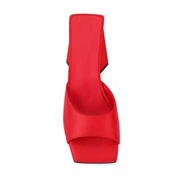 keleimusi Women's Trendy Square Toe Block Heel Dress Mules with Wide Strap