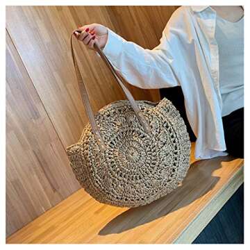 Stylish Beach Bags for Women - Large Foldable Straw Tote Handbag