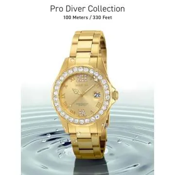Invicta Women's Pro Diver Gold Dial Crystal Accent Watch