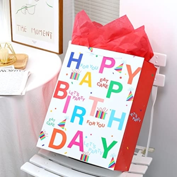 Assorted Birthday Gift Bags with Handles & Tissue Paper