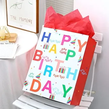 Assorted Birthday Gift Bags with Handles & Tissue Paper