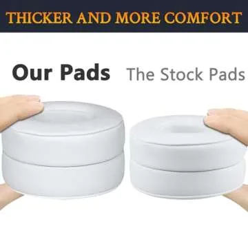 SoloWIT Earpads Cushions Replacement for Beats Solo 2 & Solo 3 Wireless On-Ear Headphones, Solo2 Solo3 Ear Pads with Soft Protein Leather, Added Thickness - (White)