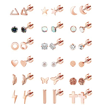 18 Pairs Stainless Steel Stud Earrings Set - Hypoallergenic & Stylish for All