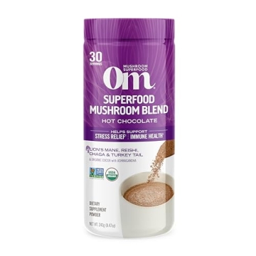 OM Mushroom Superfood Hot Chocolate Blend Mushroom Powder, 8.47 Ounce Canister, 30 Servings, Dutch C...