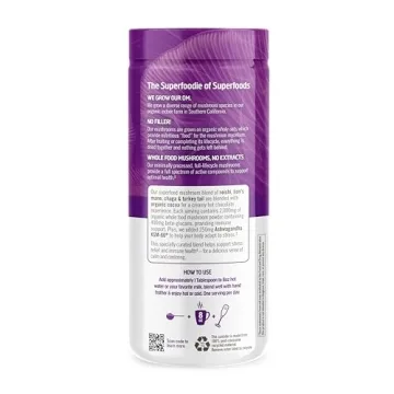 OM Mushroom Superfood Hot Chocolate Blend Mushroom Powder, 8.47 Ounce Canister, 30 Servings, Dutch Cocoa, 2g of Sugar, 25 Calories, Lion's Mane, Reishi, Chaga, Turkey Tail, Focus and Stress Support