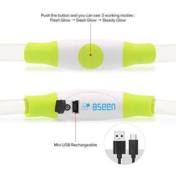 BSEEN LED Dog Collar - Rechargeable & Cuttable Safety Light