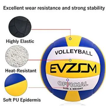 EVZOM Super Soft Volleyball Beach Volleyball Official Size 5 for Outdoor/Indoor/Pool/Gym/Training Premium Volleyball Equipment（Blue）