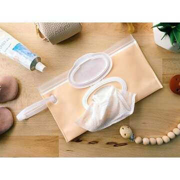 purifyou Portable Baby Wipe Case Travel Holder - Set of 6 Refillable Wipe Dispenser Pouches, Keeps Wipes Fresh & Moist, Lightweight, Durable, for Car, Diaper Bag, Stroller, Home & Travel (Multicolor)