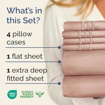 Extra Deep Queen Sheet Set - 6 Piece Breathable & Cooling Sheets - Hotel Luxury Bedding Set