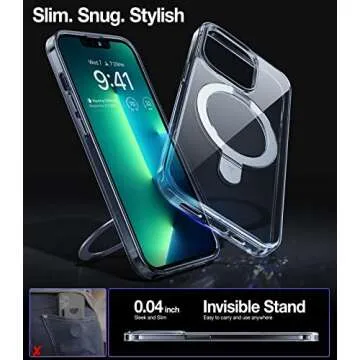 TORRAS Magnetic UPRO™ Ostand for iPhone 13 Pro Max Case 6.7 inch [Fit for MagSafe] Adjustable Stand [Never Yellow] [MIL-Grade Protection] Hard Clear Case for iPhone 13 Pro Max (2021), Full Clear