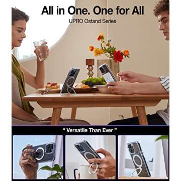 TORRAS Magnetic UPRO™ Ostand for iPhone 13 Pro Max Case 6.7 inch [Fit for MagSafe] Adjustable Stand [Never Yellow] [MIL-Grade Protection] Hard Clear Case for iPhone 13 Pro Max (2021), Full Clear