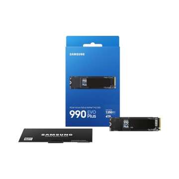 SAMSUNG 990 EVO Plus SSD 4TB, PCIe Gen 4x4 | Gen 5x2 M.2 2280, Speeds Up-to 7,250 MB/s, Upgrade Storage for PC/Laptops, HMB Technology and Intelligent Turbowrite 2.0, (MZ-V9S4T0B/AM) (Renewed)