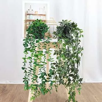 WXBOOM 3 Pack Artificial Hanging Plants Fake Potted Greenery Eucalyptus,Artificial Mandala Vine in Pot for Home Room Indoor Outdoor Shelf Decor