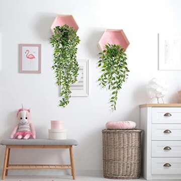 WXBOOM 3 Pack Artificial Hanging Plants Fake Potted Greenery Eucalyptus,Artificial Mandala Vine in Pot for Home Room Indoor Outdoor Shelf Decor