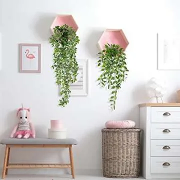 WXBOOM 3 Pack Artificial Hanging Plants Fake Potted Greenery Eucalyptus,Artificial Mandala Vine in Pot for Home Room Indoor Outdoor Shelf Decor